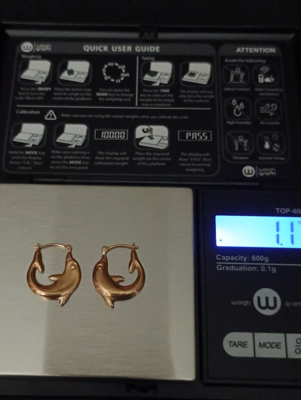 Vintage Gold Dolphin Hoop Earrings - Picture 2 of 4